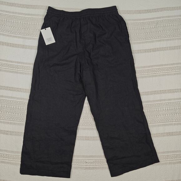 DKNY Pure Black Wide Leg Capri Pants with Pockets Size S NWT - Picture 2 of 8